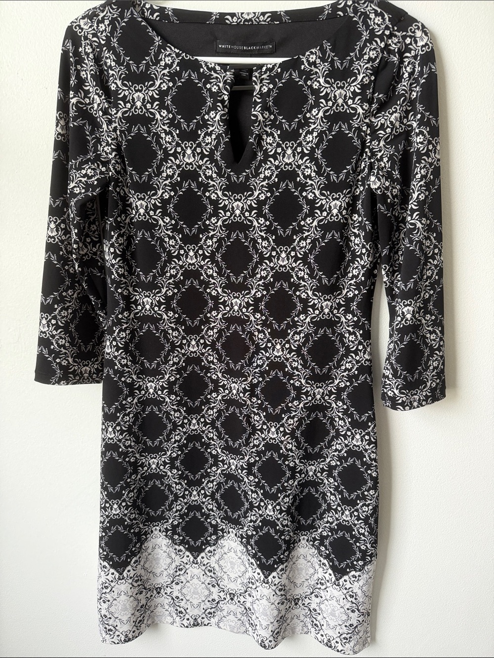 White House Black Market Black & White Medallion Keyhole Dress
